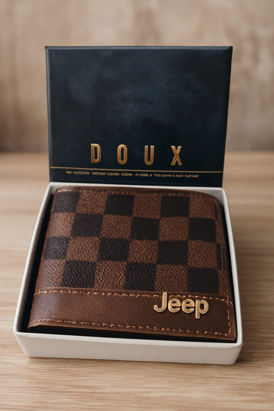 JEEP PREMIUM BLACK GEOMETRIC RAKZIN WALLET FOR MEN