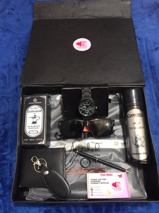 MENS PREMIUM GIFTS BOX SET DRESS WALLET FRAGRANCE WATCH