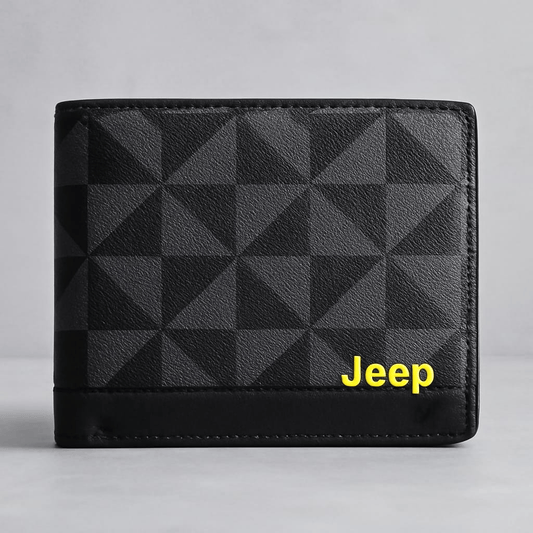 JEEP PREMIUM BLACK GEOMETRIC RAKZIN WALLET FOR MEN