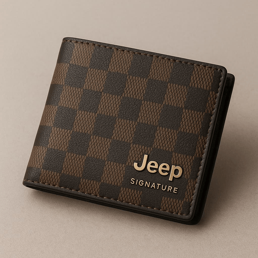 JEEP PREMIUM BLACK GEOMETRIC RAKZIN WALLET FOR MEN